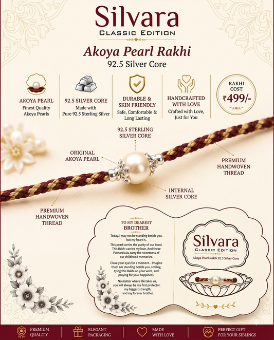 Silvara Classic Edition Akoya Pearl Rakhi